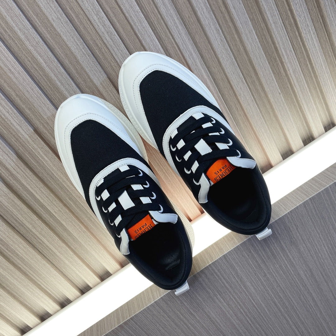 HERMES GIGA SNEAKER BLACK MIX WHITE SUEDE