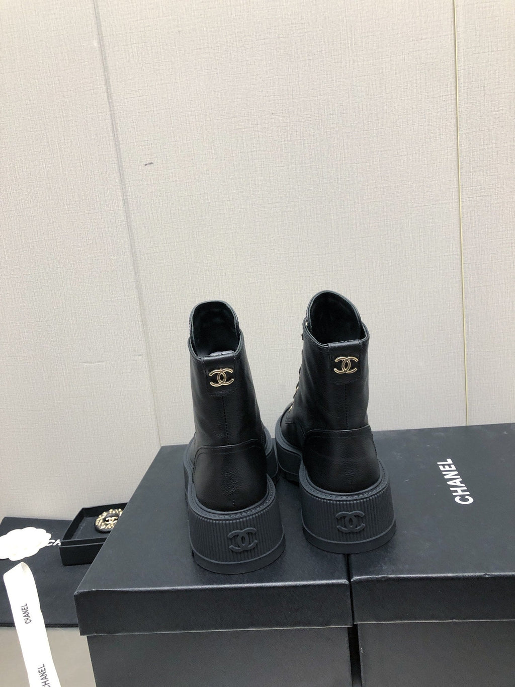 CHANEL MARTIN SHORT BOOTS BLACK LAMBSKIN