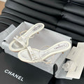 CHANEL PEARL SANDAL IN WHITE LAMBSKIN 35 MM