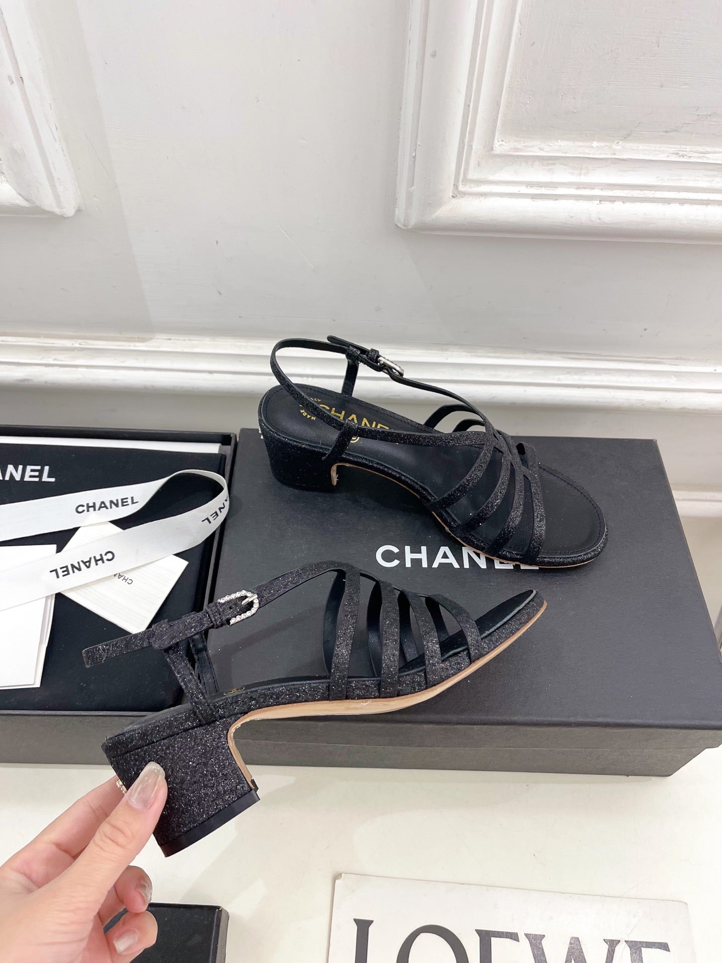CHANEL BLACK ROMAN 5 CM SANDALS